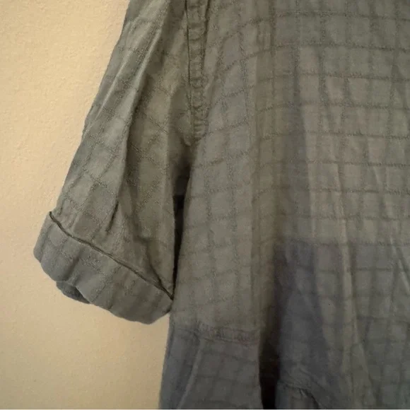 Olive green Button-Up Short Sleeve mini Dress - Picture 4 of 9